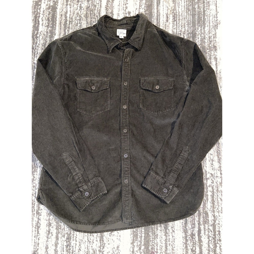 Sewn for J. Crew Men's XL Corduroy Button Up Long Sleeve Pocket Shirt Olive